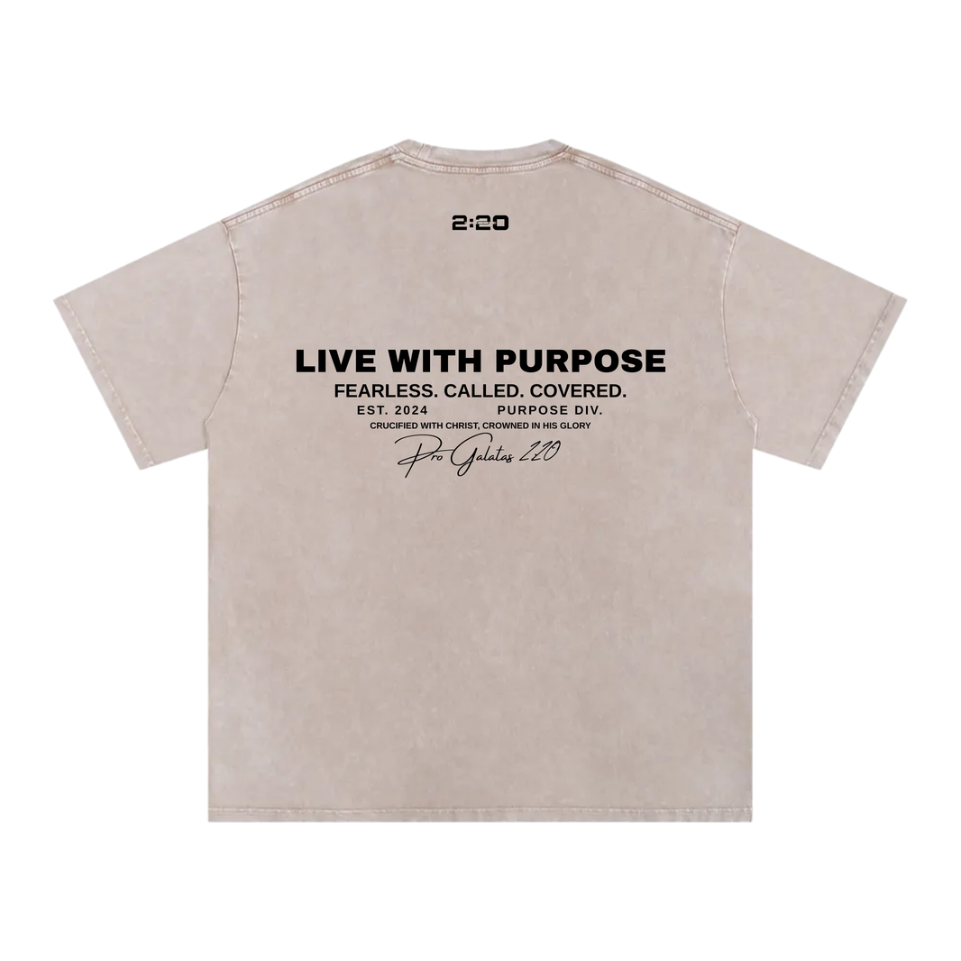 "Live With Purpose" Oversized Tee - Sand